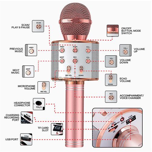 Wireless Handheld Karaoke Microphone with Home Party KTV Music Singing Playback Speaker