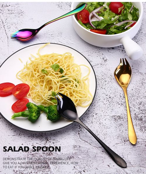 304 stainless steel salad fork OK spoon all-in-one spoon fork dual-use hotel restaurant household salad spoon