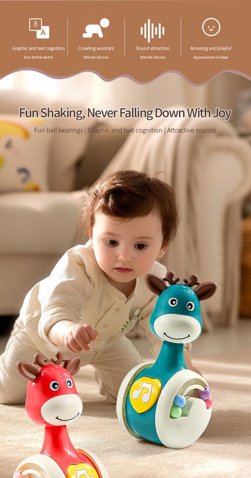 Sliding deer tumbler children's educational early childhood cartoon toys baby soothing coax baby early education guide to learn to crawl