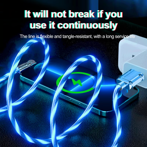 Rotating tassel glowing data cable.