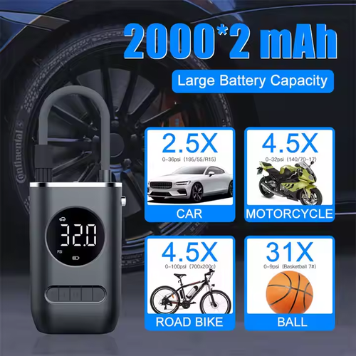 Car Motorcycle Bike Ball Air Pump Portable Electric Tire Inflator Pump Wireless Digital Display Air Compressor