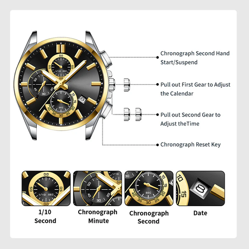 Men's stainless steel business watch