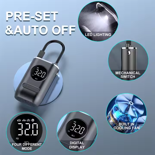 Car Motorcycle Bike Ball Air Pump Portable Electric Tire Inflator Pump Wireless Digital Display Air Compressor