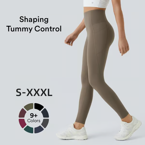 High Waisted Tummy Control Side Pocket Shaping Training Leggings