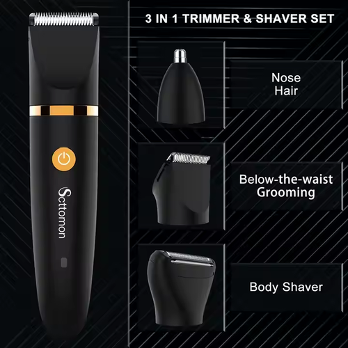 3 Integrated Electric Hair Removal Device, Cordless Male Thigh Hair Trimmer, Waterproof Electric Shaving Tool