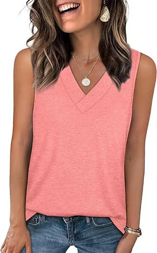 ✨Women's Sleeveless V-Neck Slimming Loose Fit Casual Tank Top T-Shirt