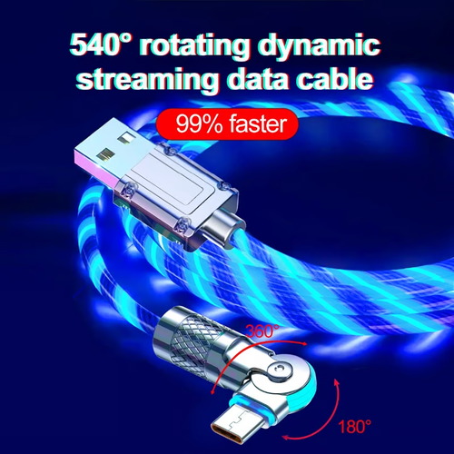 Rotating tassel glowing data cable.