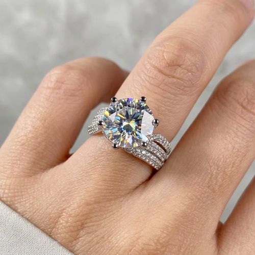 Trendy Light Luxury Round Six-claw Zircon
