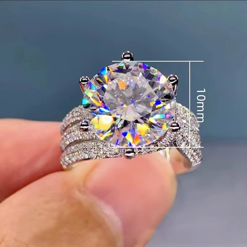 Trendy Light Luxury Round Six-claw Zircon