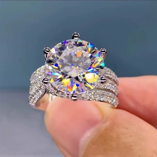 Trendy Light Luxury Round Six-claw Zircon