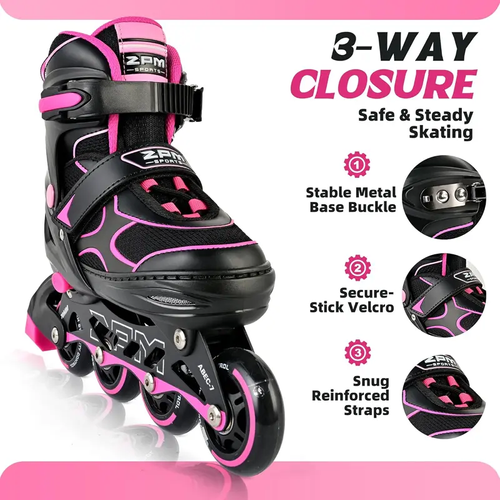 2PM SPORTS Torinx Green Boys Adjustable Inline Skates, Fun Beginner Roller Skates for Kids, Youth, Girls, Men and Women