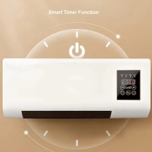 Wall-mounted air conditioner with both cooling and heating modes.