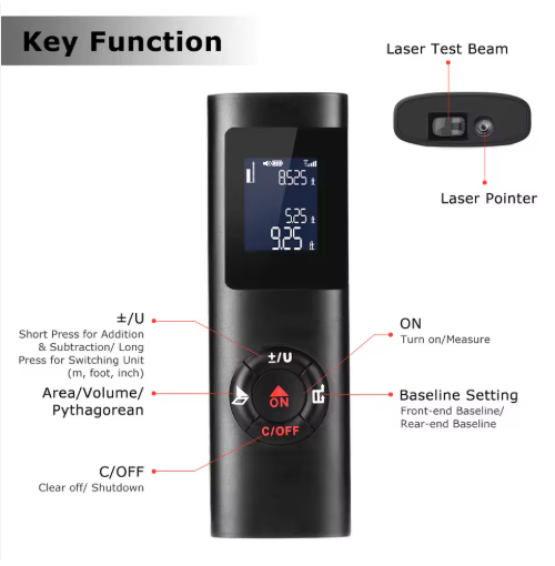 🌟🌟Portable 40m Laser Rangefinder Waterproof LCD Display Distance Meter Data Saving Infrared Measure Tool for Home Design