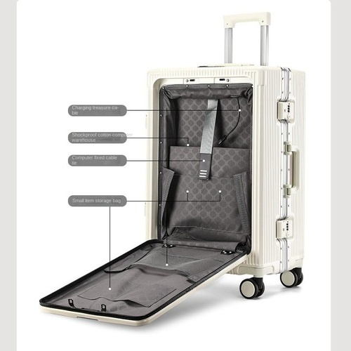 Multi-functional Side Opening Luggage, 20&24 Inch Boarding Case with Universal Wheels & Lock