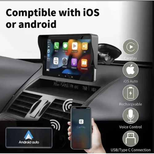 7inch Rearview Mirror Carplay Android Auto Wireless Projection Screen Backup Camera with 4K Resolution Car Reversing Aid Monitor