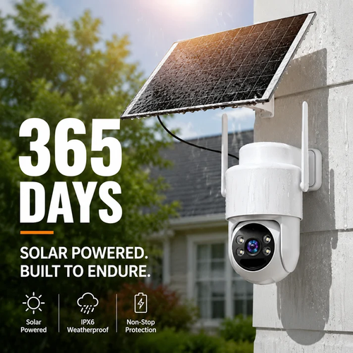 Solar-Power Wireless Security Camera Set with Alarm