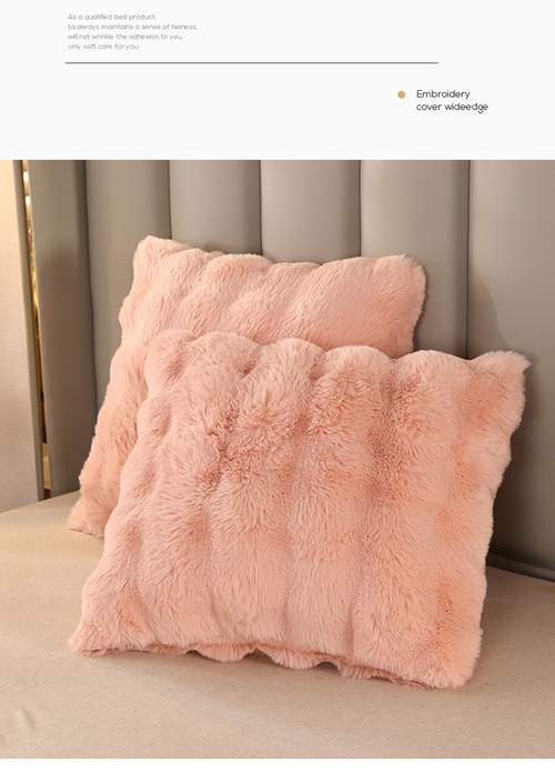Three-piece bedding set 🛏️ Thick rabbit fur plush blanket 🍂 (1 duvet cover + 2 pillowcases)