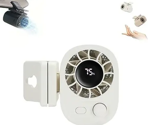 USB Clip-On Car Fan with LED Display