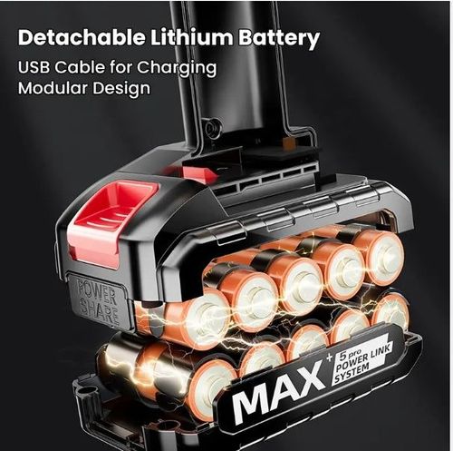 Cordless vacuum cleaner for home and car with blowing, vacuuming and inflation + 2 rechargeable batteries