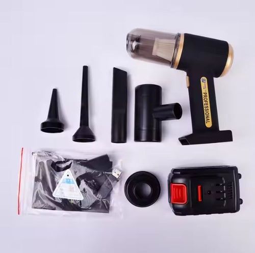 Cordless vacuum cleaner for home and car with blowing, vacuuming and inflation + 2 rechargeable batteries