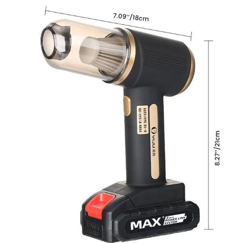 Cordless vacuum cleaner for home and car with blowing, vacuuming and inflation + 2 rechargeable batteries