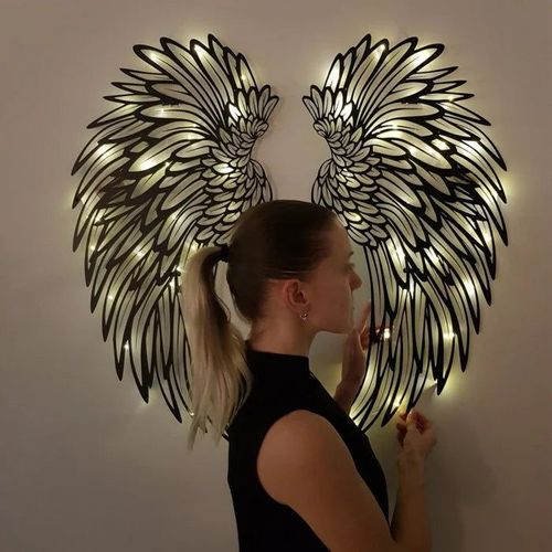 🔥 - 1 PAIR ANGEL WINGS METAL WALL ART WITH LED LIGHTS-🎁GIFT TO HER