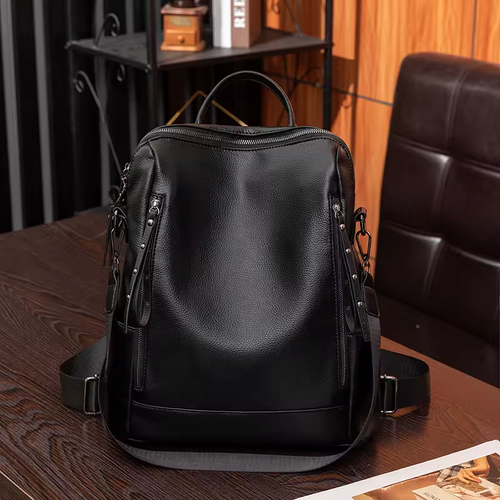 2025 new Korean retro large capacity soft leather texture leisure outdoor travel backpack women's bag