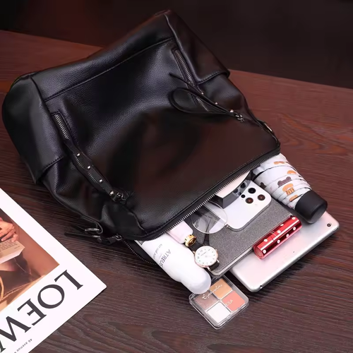 2025 new Korean retro large capacity soft leather texture leisure outdoor travel backpack women's bag