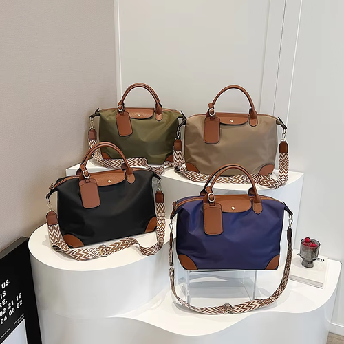 Leisure large capacity commuter Longxiang bag new nylon cloth shoulder wide band messenger bag handbag travel bag handbag