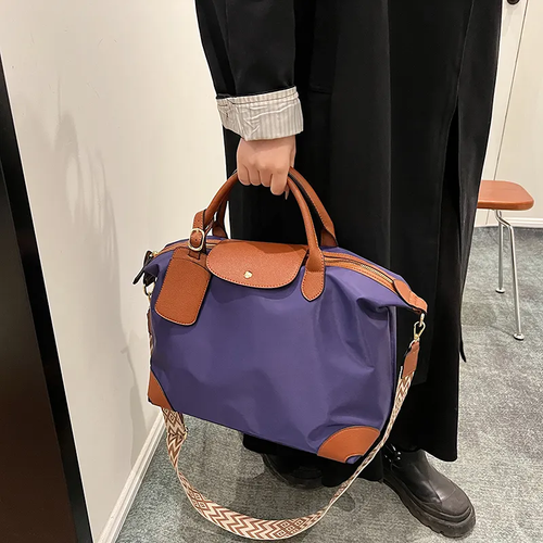 Leisure large capacity commuter Longxiang bag new nylon cloth shoulder wide band messenger bag handbag travel bag handbag