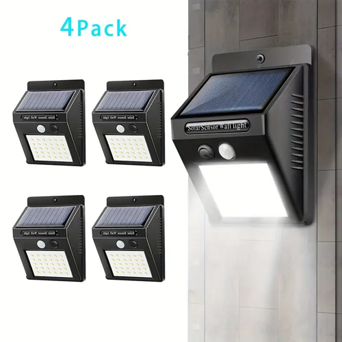 4Pcs Solar Outdoor Motion Sensor LED Wall Light, Outdoor Garden Light