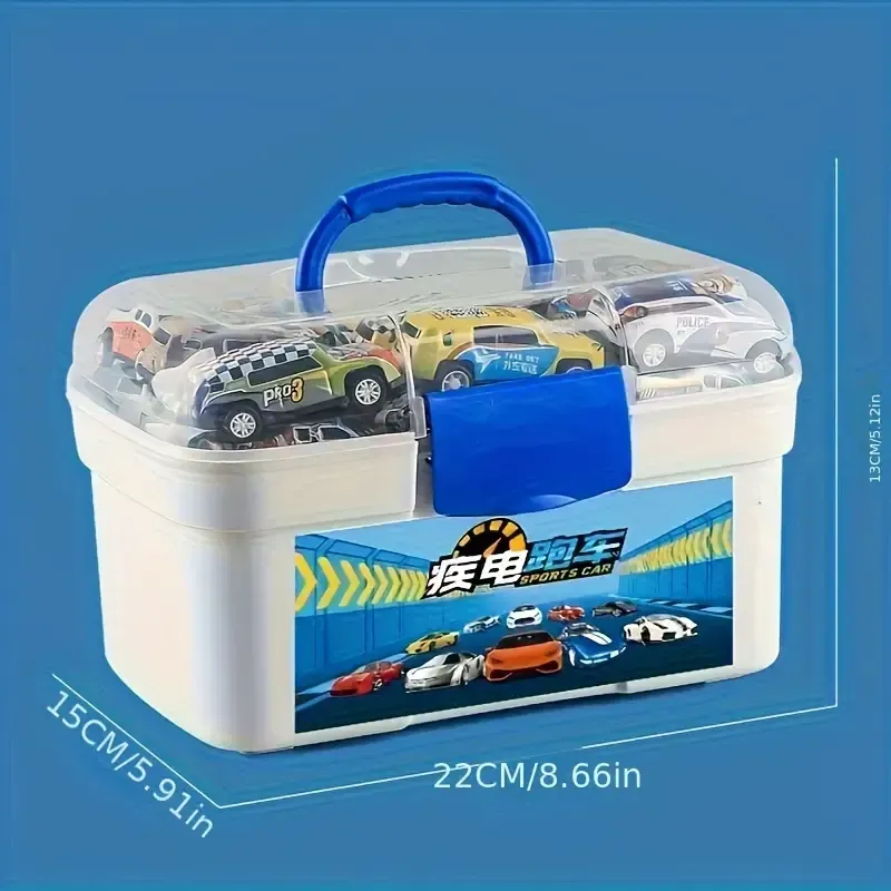50-Piece Diecast Toy Car Set with Storage Case and Foldable Play Mat