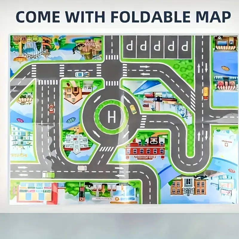 50-Piece Diecast Toy Car Set with Storage Case and Foldable Play Mat