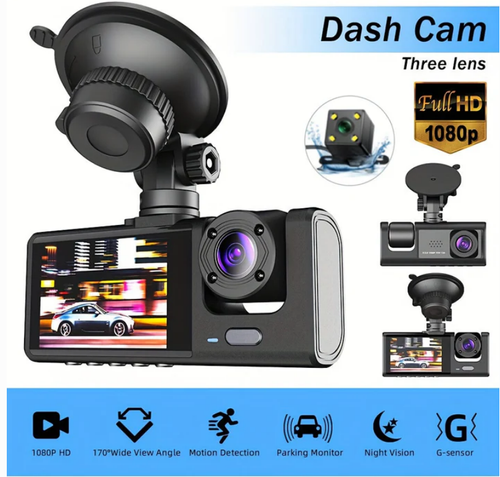 🔥2025 New Arrival🔥 🚗Safe Driving 3 Channel Camera Cycle Video Recorder
