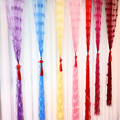 Rose Silver Silk Door Curtain