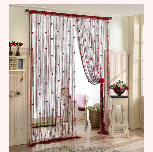 Rose Silver Silk Door Curtain