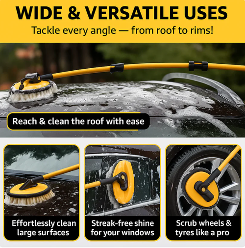 Telescopic Microfiber Cleaning Mop Carwash Mop Duster 15 Degree Bend Car Wash Brush with Long Handle