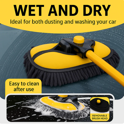 Telescopic Microfiber Cleaning Mop Carwash Mop Duster 15 Degree Bend Car Wash Brush with Long Handle