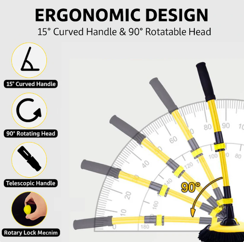 Telescopic Microfiber Cleaning Mop Carwash Mop Duster 15 Degree Bend Car Wash Brush with Long Handle