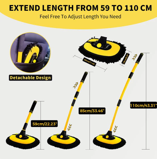 Telescopic Microfiber Cleaning Mop Carwash Mop Duster 15 Degree Bend Car Wash Brush with Long Handle