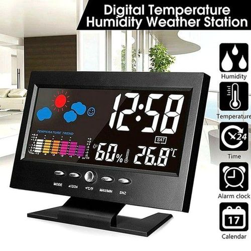 🔥Digital LED Temperature Humidity Monitor Weather Forecast LED Table Alarm Clock