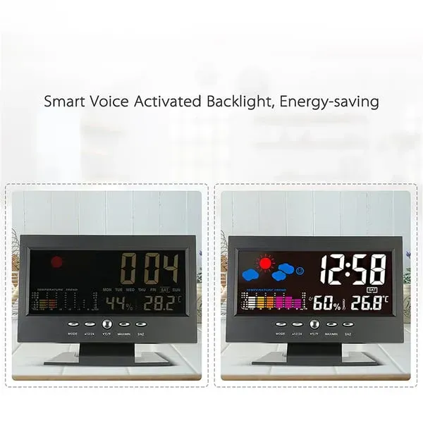 🔥Digital LED Temperature Humidity Monitor Weather Forecast LED Table Alarm Clock