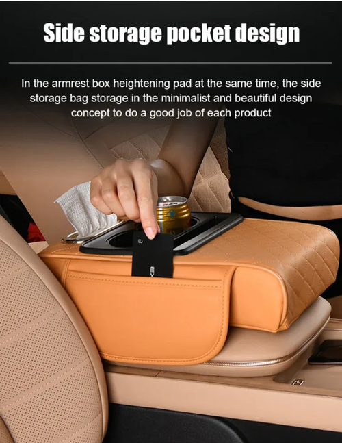 🚗 Multi-Function Car Armrest Pad with built-in cup holder, tissue box & phone pocket! 144 sales