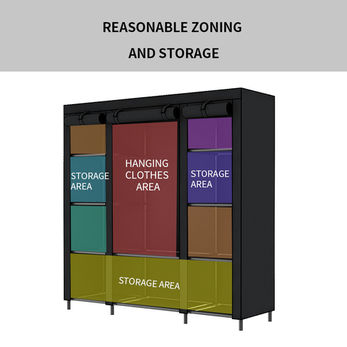 Portable Non-Woven Fabric Wardrobe – Easy Assembly, Steel Frame
