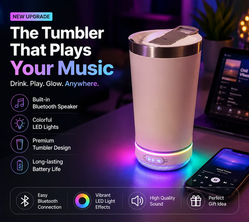 🔊 LED Bluetooth Speaker Tumbler – Smart Cup With Music & RGB Light