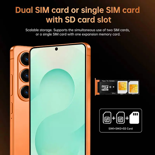 Fashionable smartphone, 6.8 inches, 4GB RAM+128GB ROM, 4000mAh battery, 5+13MP, dual SIM dual standby, supports expandable storage,Android system