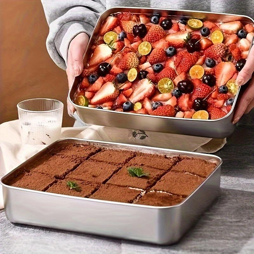 6 Pcs Stainless Steel Square Plate（With Lid）
