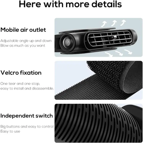 Car Seat Velcro Fan: 3 Adjustable Speeds, Built-In 3000mAh Battery, USB Charging, Suitable For Cars, Golf Carts, And Travel RVs