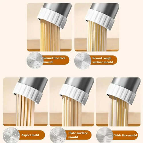 Handheld Electric Noodle Maker Portable Pasta Maker Machine With 5-In-1 Cordless Stainless Steel Mold Easy Homemade Noodles in Seconds Kitchen Utensils Set Detachable Square