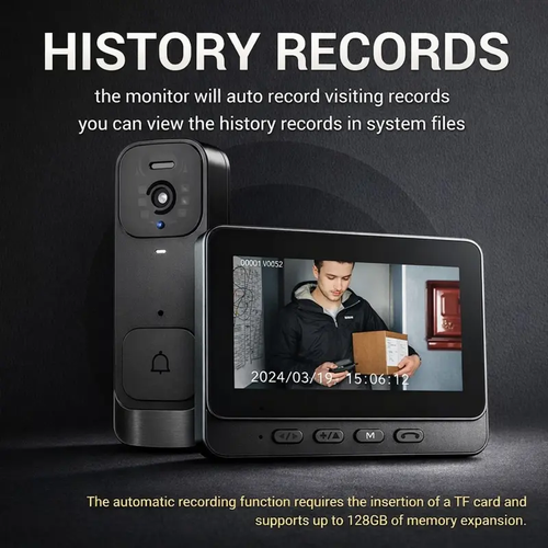 2026 Upgraded Video Doorbell with Monitor, No WiFi No App, Wireless Doorbell Camera, No Monthly Fees, 2-Way Talk, Night Vision
